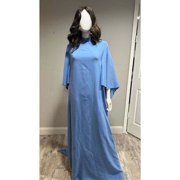 Oscar de La Renta Blue Cape Back Caftan Gown Size XS - Picture 8 of 13